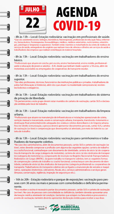 Cronograma 21 de julho